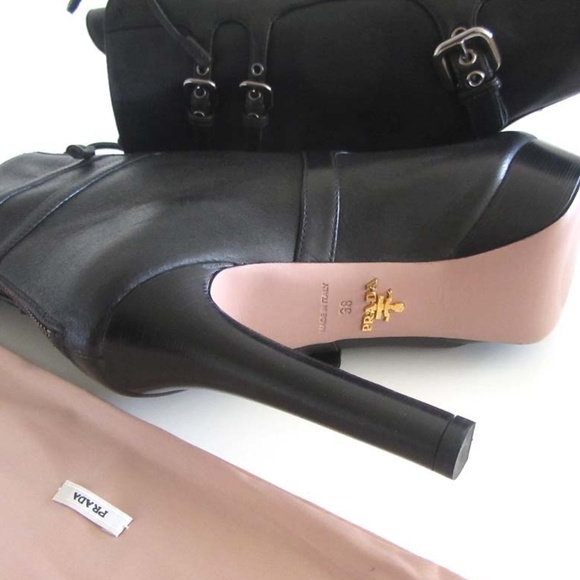 new PRADA lace up buckles platform boots 38 / 8 US - Picture 6 of 8